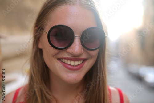 young woman in the street