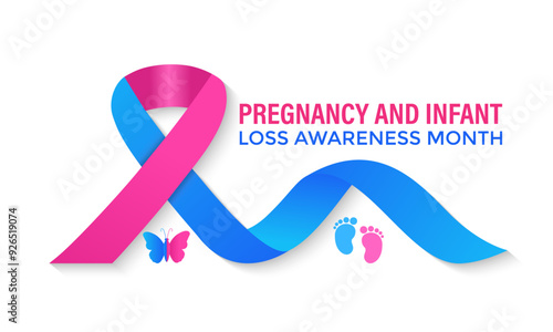 Pregnancy and Infant Loss Awareness Month is observed in October to raise awareness about the emotional and physical challenges. Banner poster, flyer and background design template.Vector illustration
