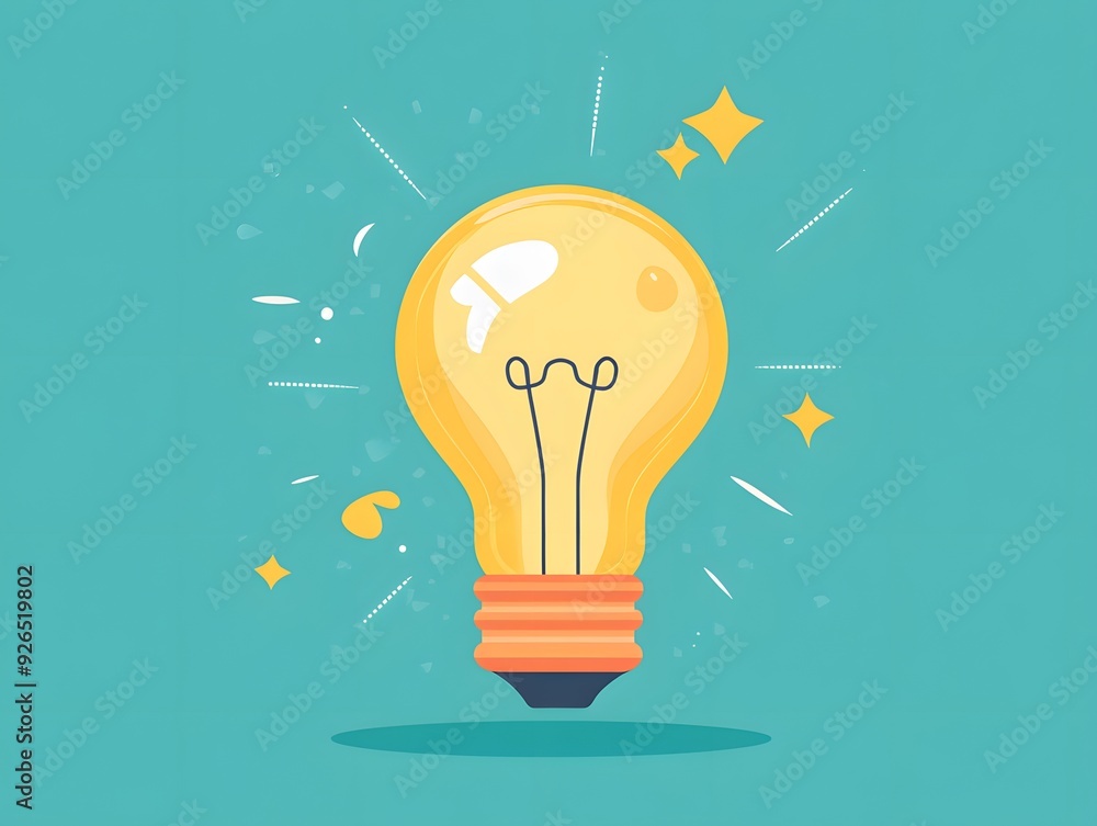 A glowing lightbulb with sparks and stars, symbolizing inspiration and new ideas. A glowing lightbulb with sparks and stars, symbolizing inspiration and new ideas.