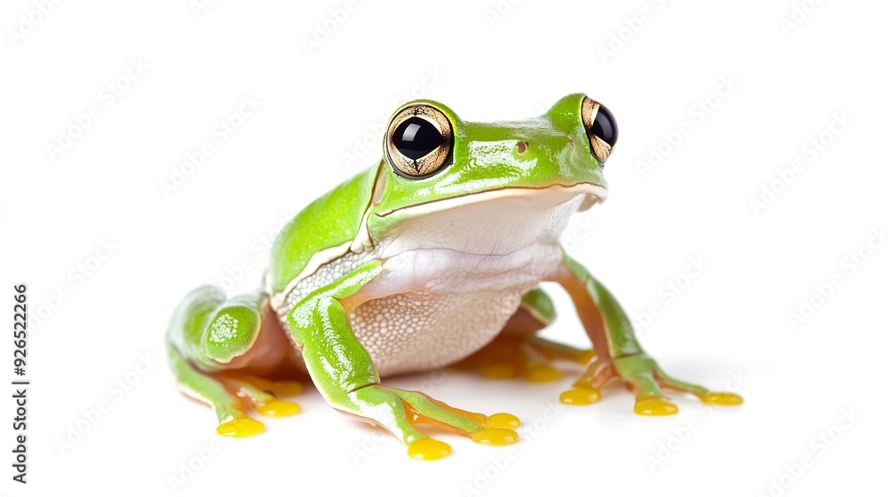 Fototapeta premium Green Tree Frog on White Background