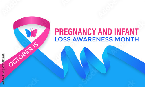 Pregnancy and Infant Loss Awareness Month is observed in October to raise awareness about the emotional and physical challenges. Banner poster, flyer and background design template.Vector illustration