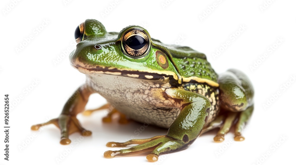 Genuine Green True Frog on White Background. Genuine Green True Frog on White Background.
