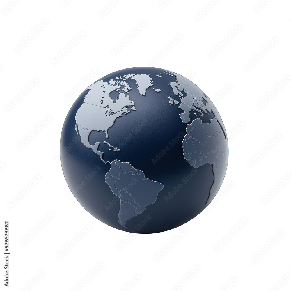 Fototapeta premium A realistic 3D globe showcasing the continents and oceans, perfect for themes of geography, travel, and global connection. transparent background