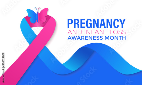 Pregnancy and Infant Loss Awareness Month is observed in October to raise awareness about the emotional and physical challenges. Banner poster, flyer and background design template.Vector illustration