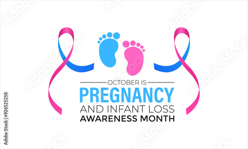Pregnancy and Infant Loss Awareness Month is observed in October to raise awareness about the emotional and physical challenges. Banner poster, flyer and background design template.Vector illustration