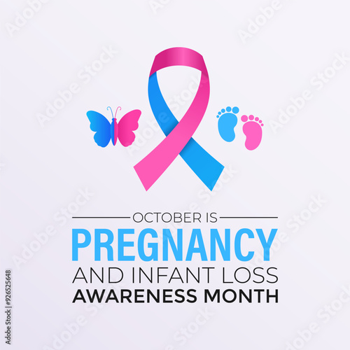 Pregnancy and Infant Loss Awareness Month is observed in October to raise awareness about the emotional and physical challenges. Banner poster, flyer and background design template.Vector illustration