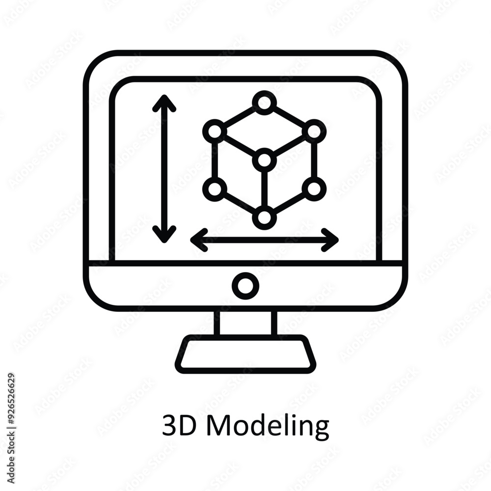 3D Modeling vector filled outline Icon Design illustration. Design And Development Symbol on White background EPS 10 File 3D Modeling vector filled outline Icon Design illustration. Design And Development Symbol on White background EPS 10 File