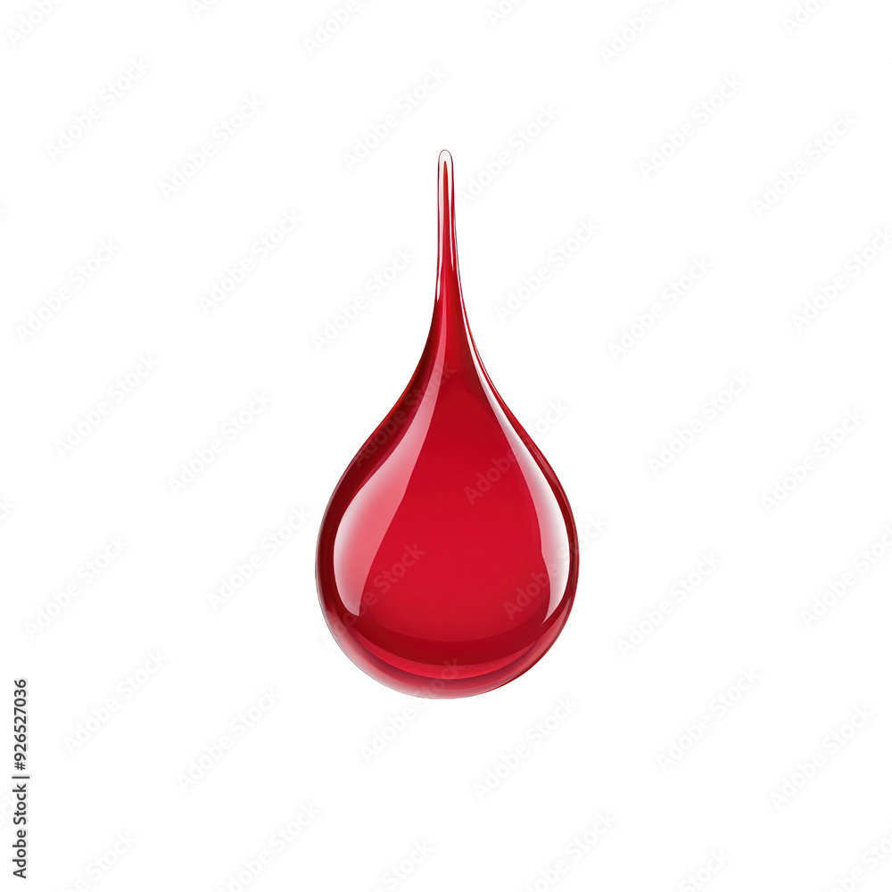 A single drop of vibrant red liquid, showcasing its glossy texture and smooth contours against a simple background. transparent background A single drop of vibrant red liquid, showcasing its glossy texture and smooth contours against a simple background. transparent background
