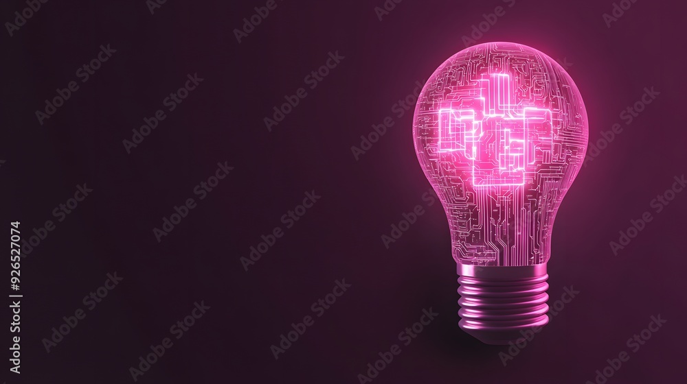A glowing light bulb with a circuit board pattern inside, symbolizing innovation and technology. A glowing light bulb with a circuit board pattern inside, symbolizing innovation and technology.