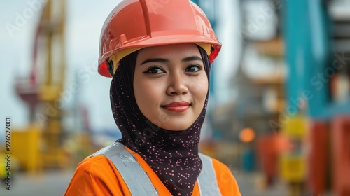 Malay woman safety officer working at port