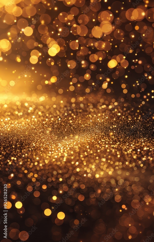 Abstract golden bokeh lights create a festive and sparkling atmosphere. Abstract golden bokeh lights create a festive and sparkling atmosphere.