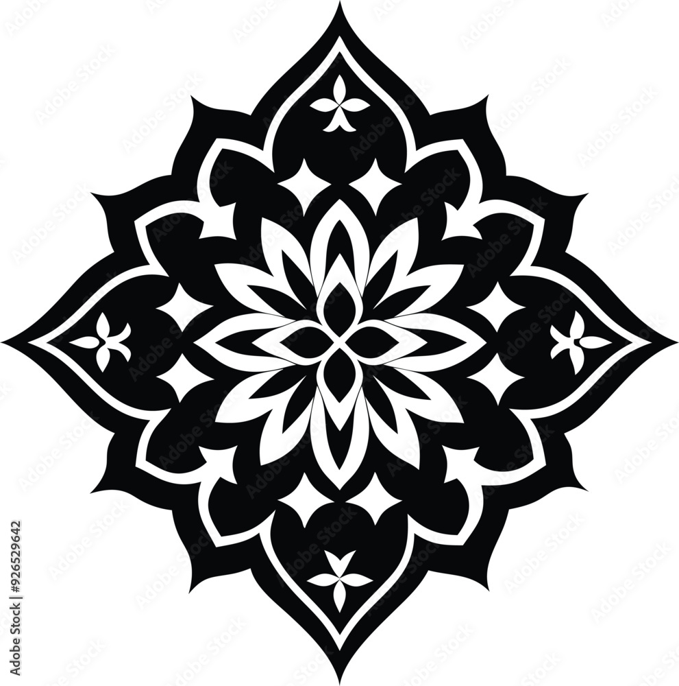 Moroccan pattern illustration black and white Moroccan pattern illustration black and white