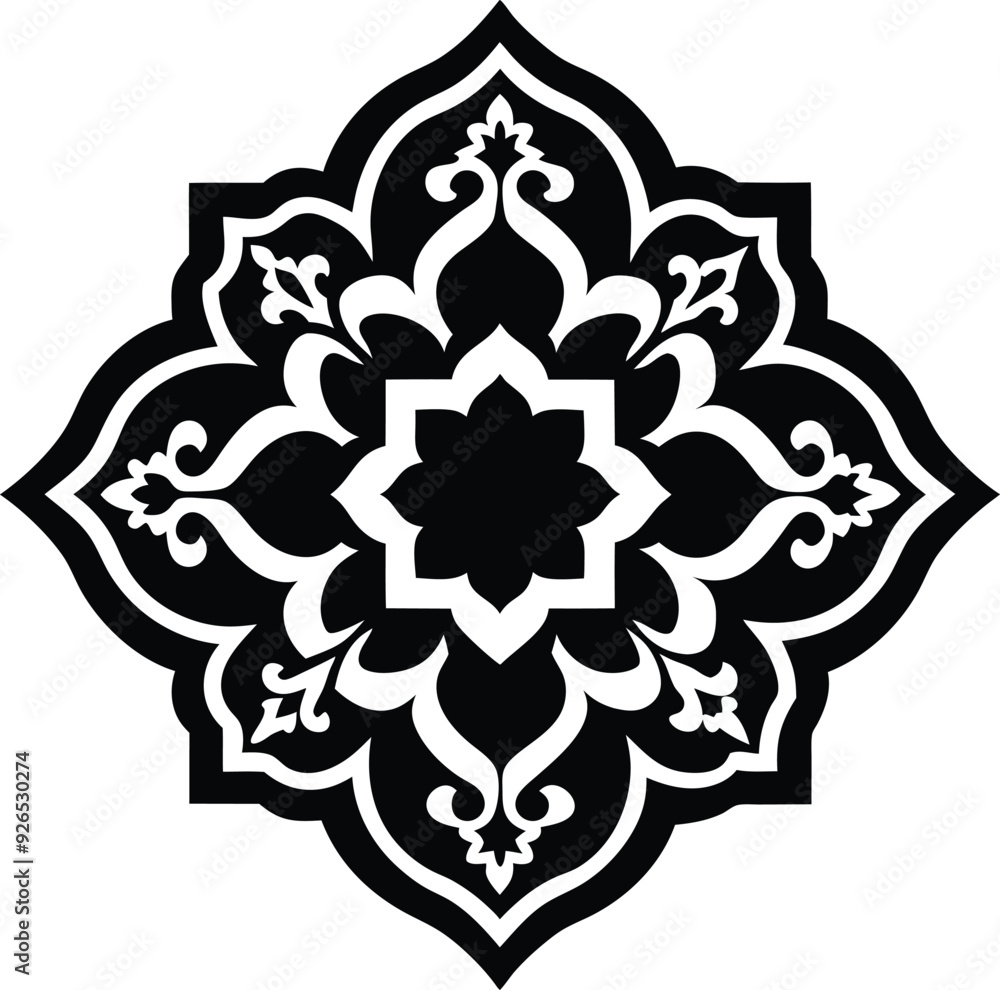 Moroccan pattern illustration black and white Moroccan pattern illustration black and white
