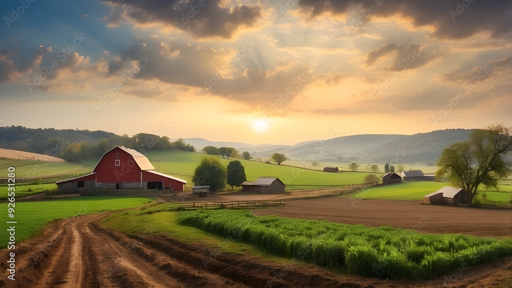 sunset over the field