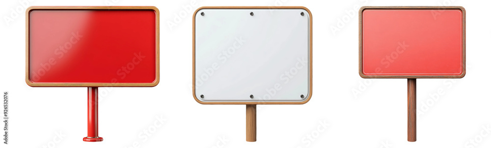 Fototapeta premium Empty signboards set isolated on transparent background