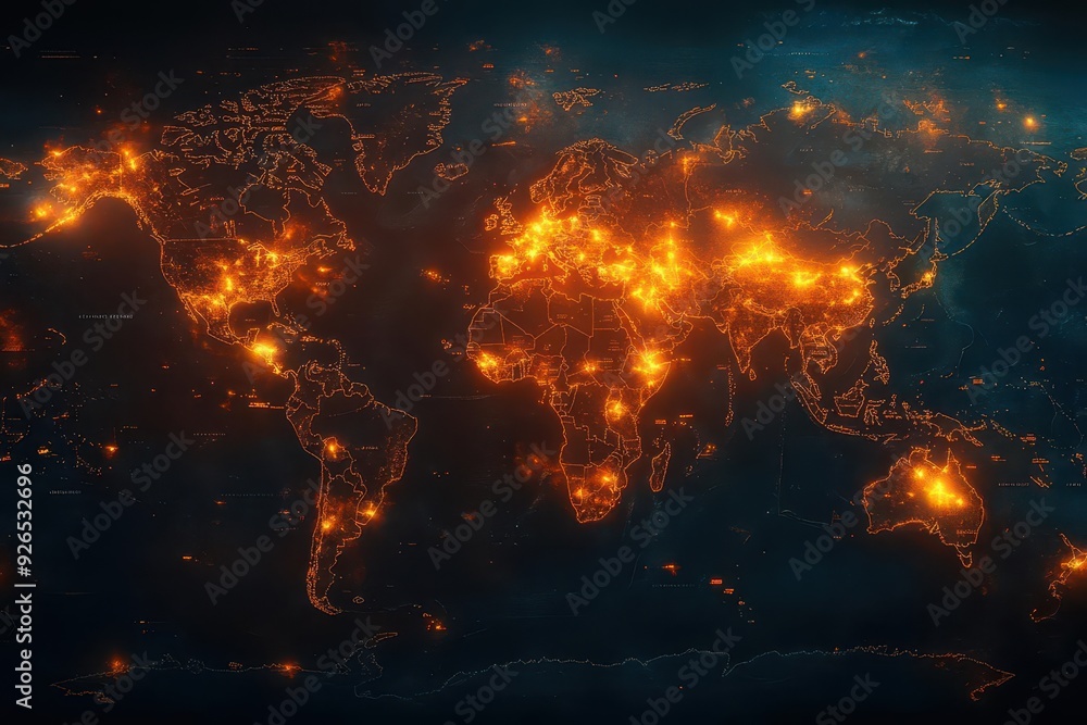 detailed digital map of complex supply chain network transportation routes highlighted logistics hubs marked global trade flows visualized hightech cartography detailed digital map of complex supply chain network transportation routes highlighted logistics hubs marked global trade flows visualized hightech cartography