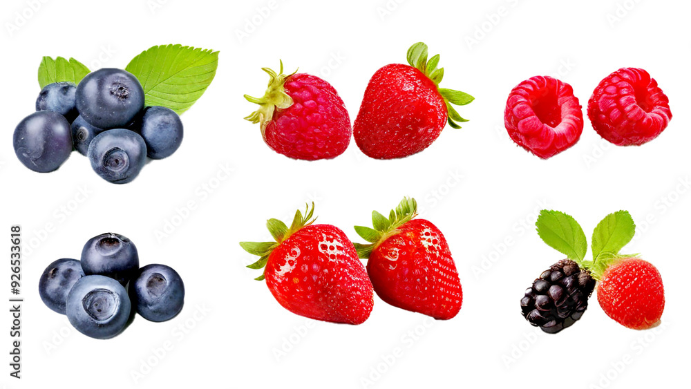 Pile of different wild berries isolated on white background Pile of different wild berries isolated on white background