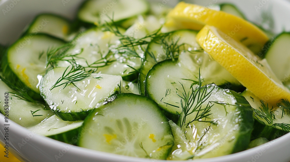 Fresh cucumber salad with dill and lemon, mint, oil. Fresh cucumber salad with dill and lemon, mint, oil.