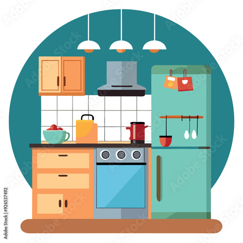 Modern Kitchen Vector Design Illustration