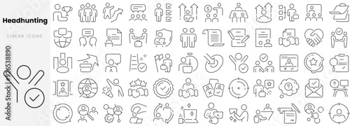 Set of linear Headhunting icons. Thin outline icons pack. Vector illustration.