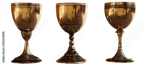 set of Brass Goblets cut out isolated background