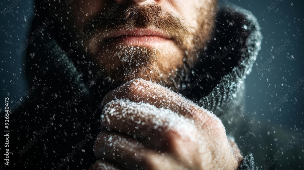 Obraz premium A man with itchy, peeling skin from frostbite