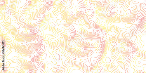 Abstract concept graphic element and geography scheme, topographic map. Colorful contour lines isolated on black background.