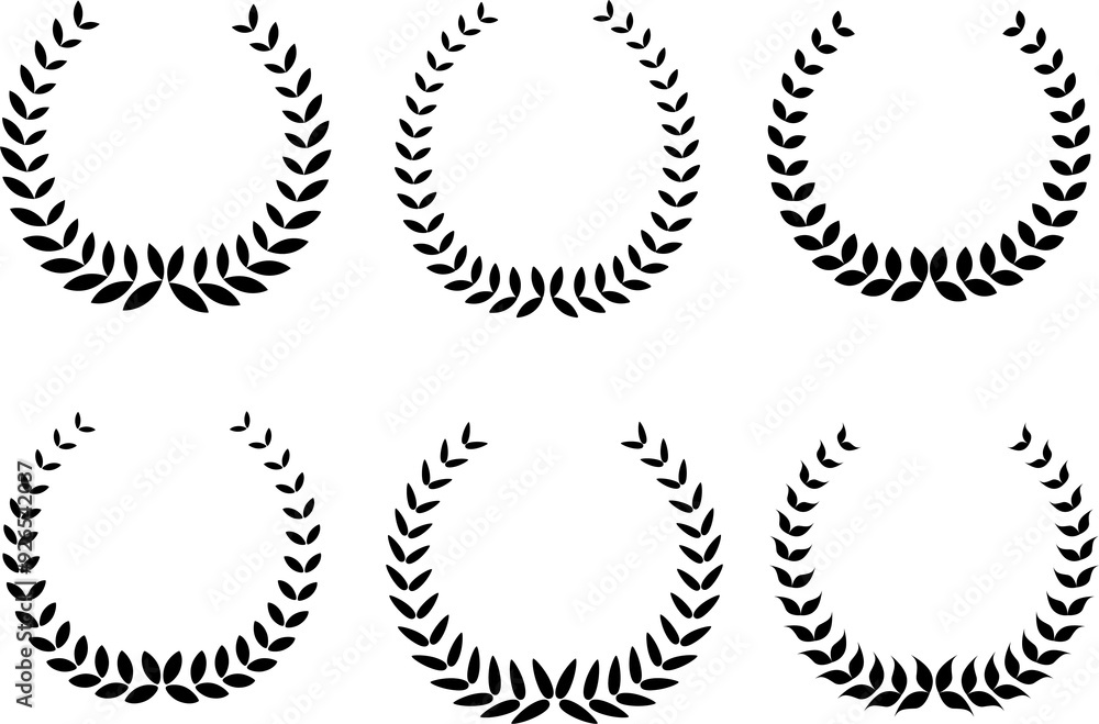 Circular foliate laurels branches flat style. Vector Illustration. Circular foliate laurels branches flat style. Vector Illustration.