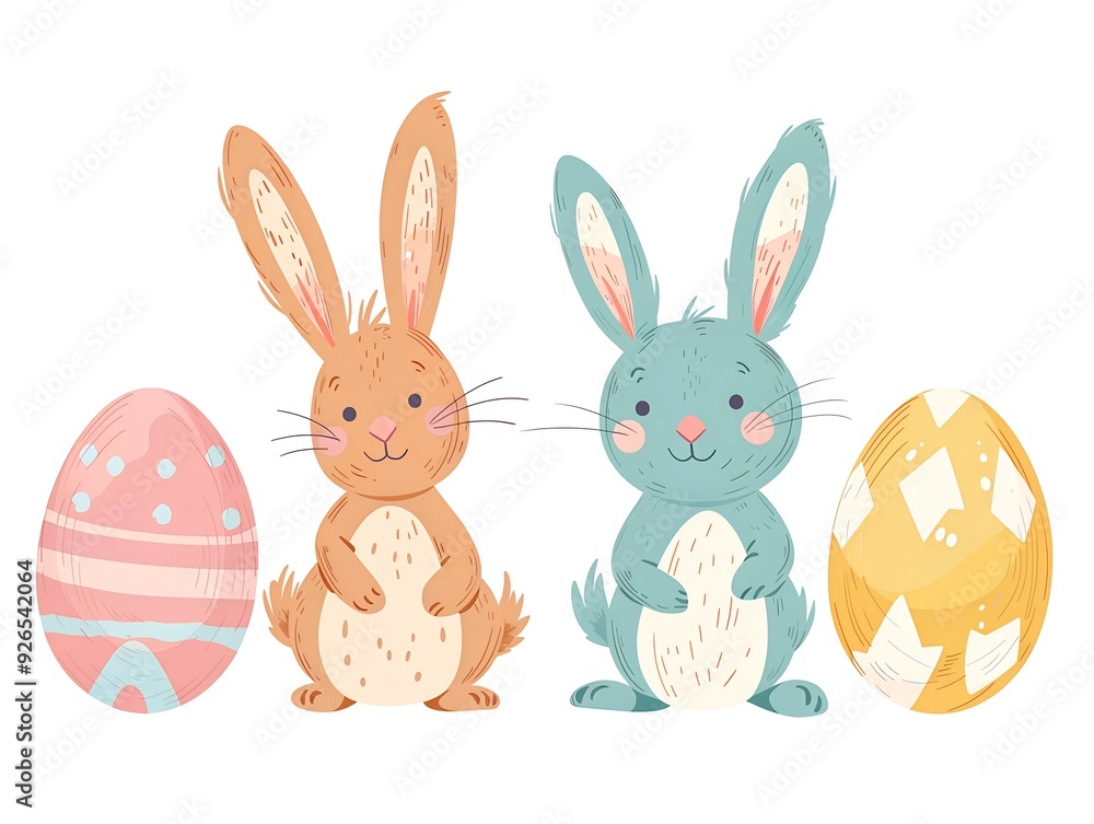 Obraz premium Easter Bunny clipart simple illustration for kids book. AI generated