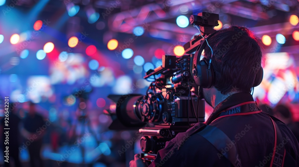 Professional cameraman - covering on event with a video Professional cameraman - covering on event with a video