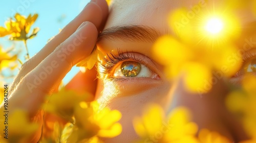 A person with itchy eyes due to pollen allergies