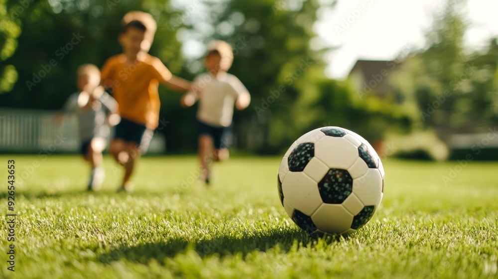 A vibrant image of a family playing soccer in the backyard, with healthcare tips on the benefits of outdoor activities for children A vibrant image of a family playing soccer in the backyard, with healthcare tips on the benefits of outdoor activities for children