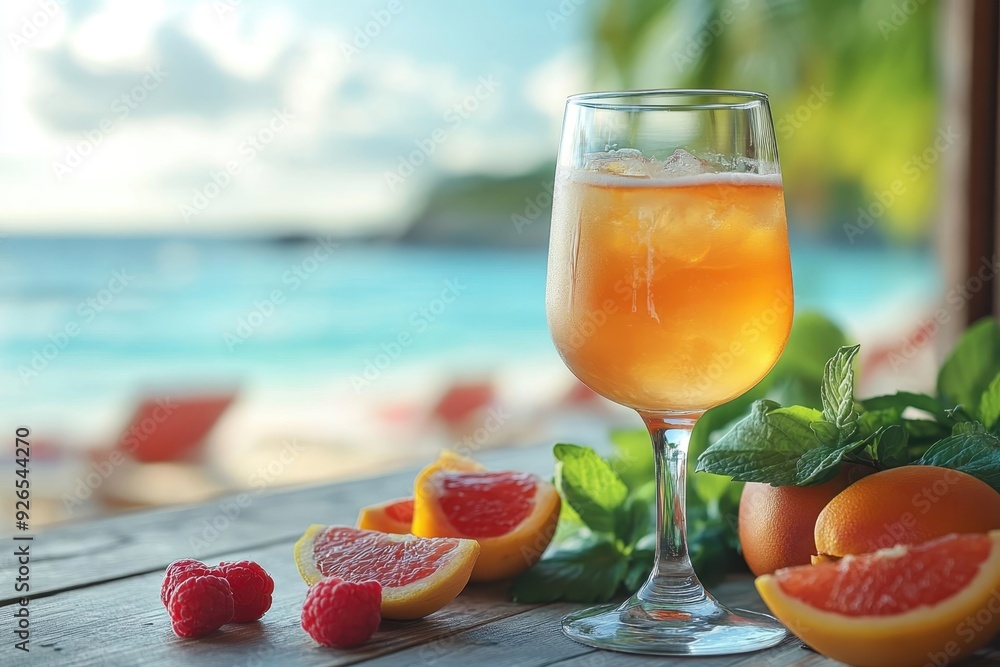 Orange Cocktail. Refreshing orange cocktail glass tropical beach summe Orange Cocktail. Refreshing orange cocktail glass tropical beach summe