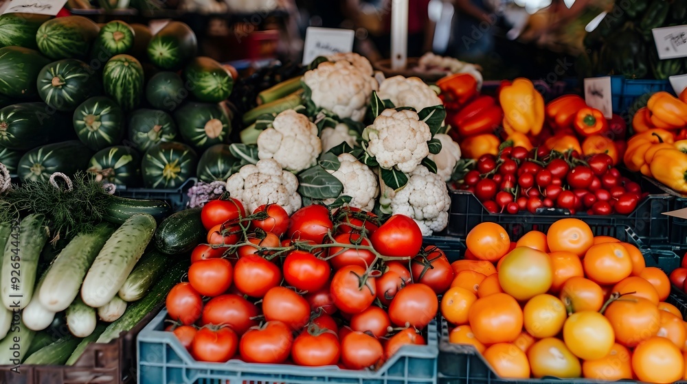 Vibrant Array of Organic Produce at a Farmers Market Showcasing Seasonal Freshness Vibrant Array of Organic Produce at a Farmers Market Showcasing Seasonal Freshness