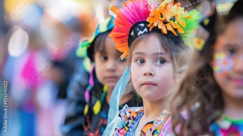 Children participating in an outdoor Halloween parade or festival.