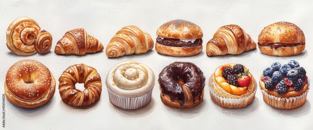 pastry set on a white background pastry set on a white background