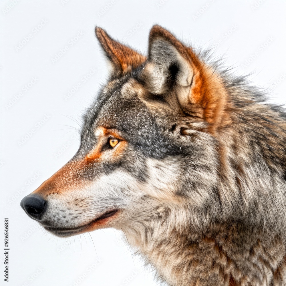 A stunning wolf profile showcases its majestic features and piercing gaze. This realistic illustration captures the essence of wilderness artistry. Perfect for nature enthusiasts. AI A stunning wolf profile showcases its majestic features and piercing gaze. This realistic illustration captures the essence of wilderness artistry. Perfect for nature enthusiasts. AI