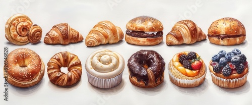 pastry set on a white background