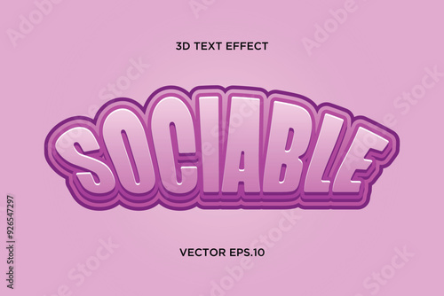 "Sociable" creative 3d text effect design