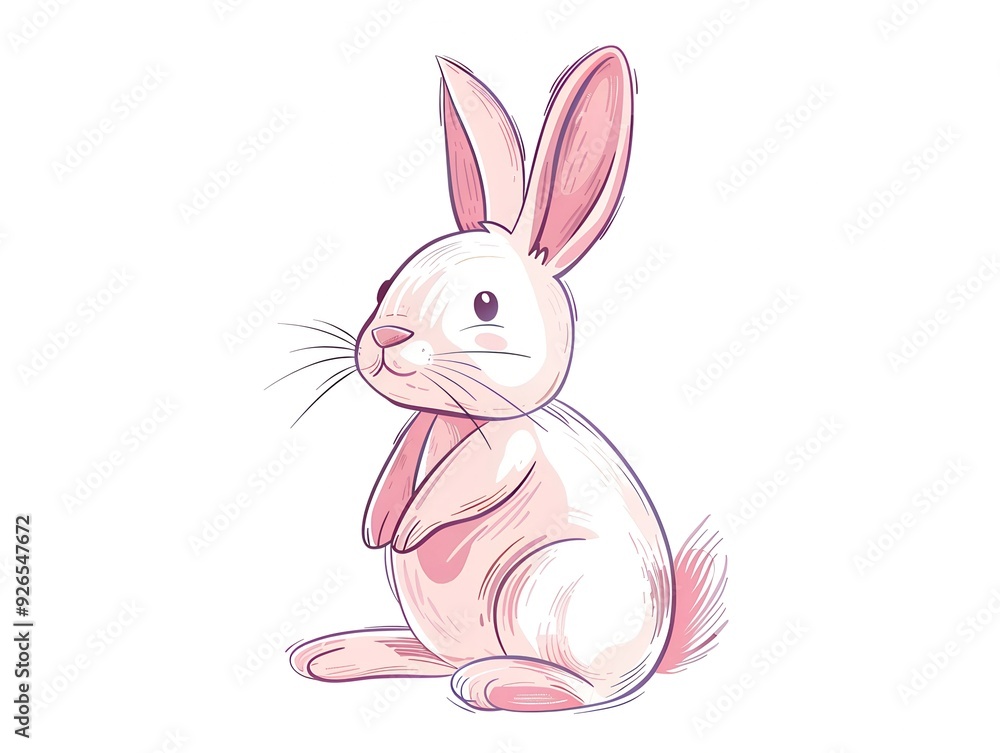 Fototapeta premium Easter Bunny clipart simple illustration for kids book. AI generated