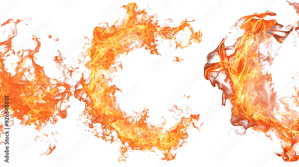 Set of flame elements on a white background fire Set of flame elements on a white background fire