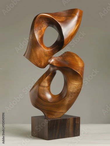 wood abstract sculpture with minimal details