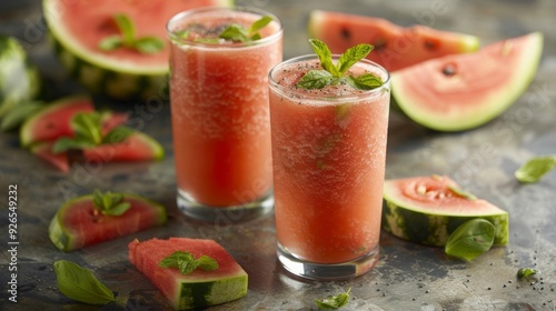 Watermelon Smoothie with Mint