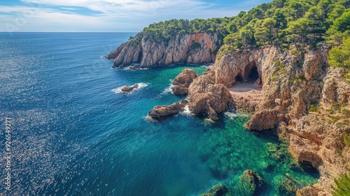 Wallpaper Mural The iconic cliffs of Costa Brava in Girona, framed by the deep blue of the Mediterranean Sea, showcasing the natural beauty of this Catalonian coast. Torontodigital.ca
