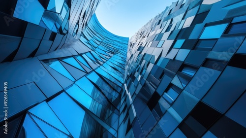 The innovative structure of a blue-hued building in Melbourne, blending futuristic aesthetics with urban sophistication.