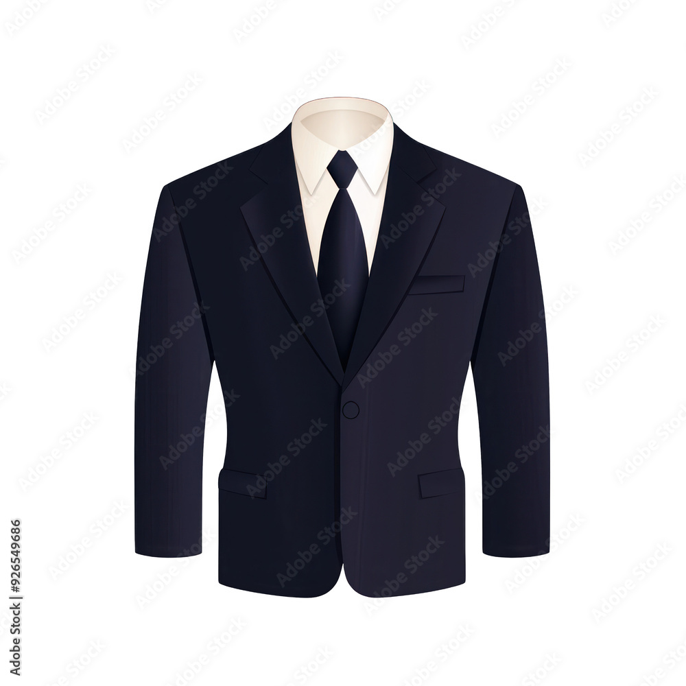 Stylish dark suit jacket with a formal white shirt and tie, perfect for business or formal events. transparent background Stylish dark suit jacket with a formal white shirt and tie, perfect for business or formal events. transparent background