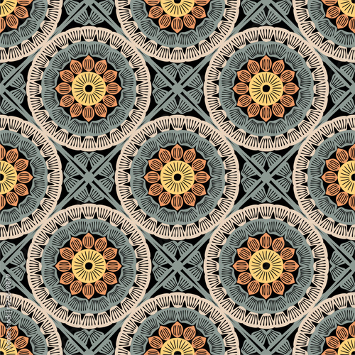 Pattern with crochet granny square wallpaper handmade decorative art design print 