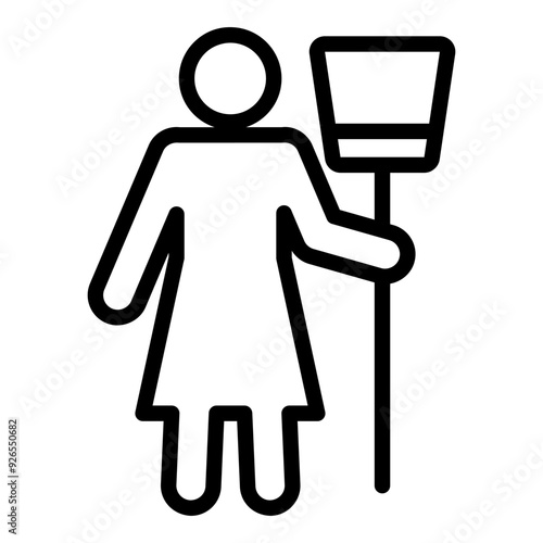 housekeeper icon in thin line style vector illustration graphic design