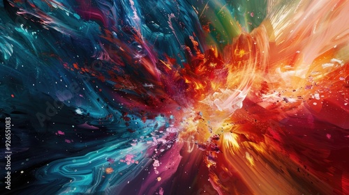 An abstract burst of vivid colors, symbolizing energy, creativity, and the chaos of creation.