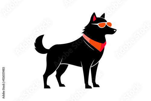 North american dog silhouette black vector illustration 